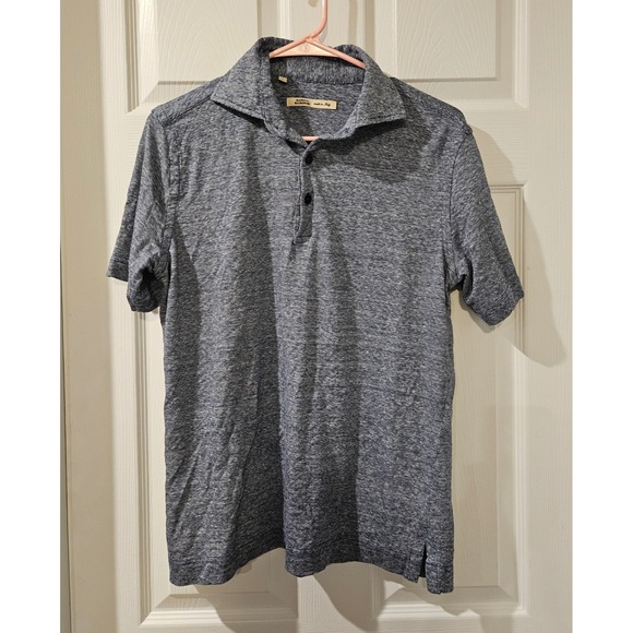 Maurizio Baldassari Polo Shirt Wool Linen Blend Blue Textured Knit Italy Mens M - Picture 2 of 6